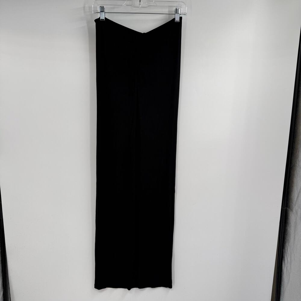 SKIMS Soft Lounge Ribbed Long Maxi Skirt Womens L Black Ruched Tie Front Modal